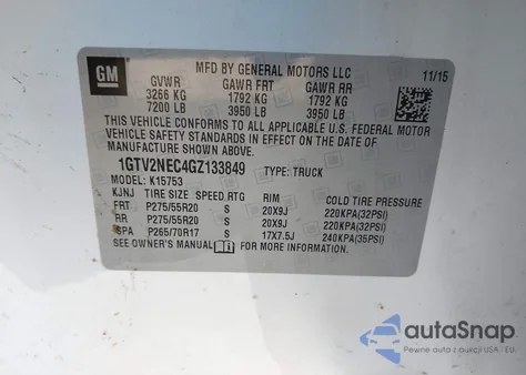 2016 GMC Sierra 1500 Slt из США, поврежденный, VIN 1GTV2NEC4GZ133849